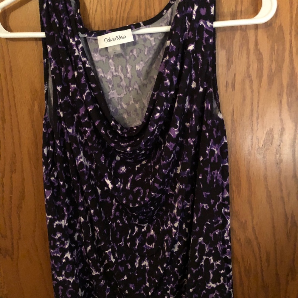 Calvin Klein cowl neck purple black top
